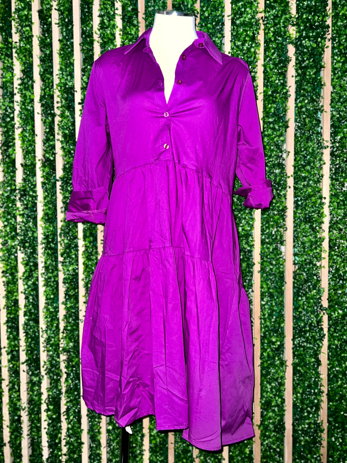 One size Collar Tiered Midi Dress
