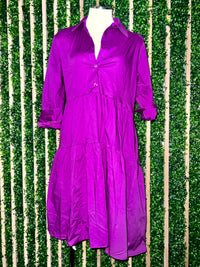 One size Collar Tiered Midi Dress