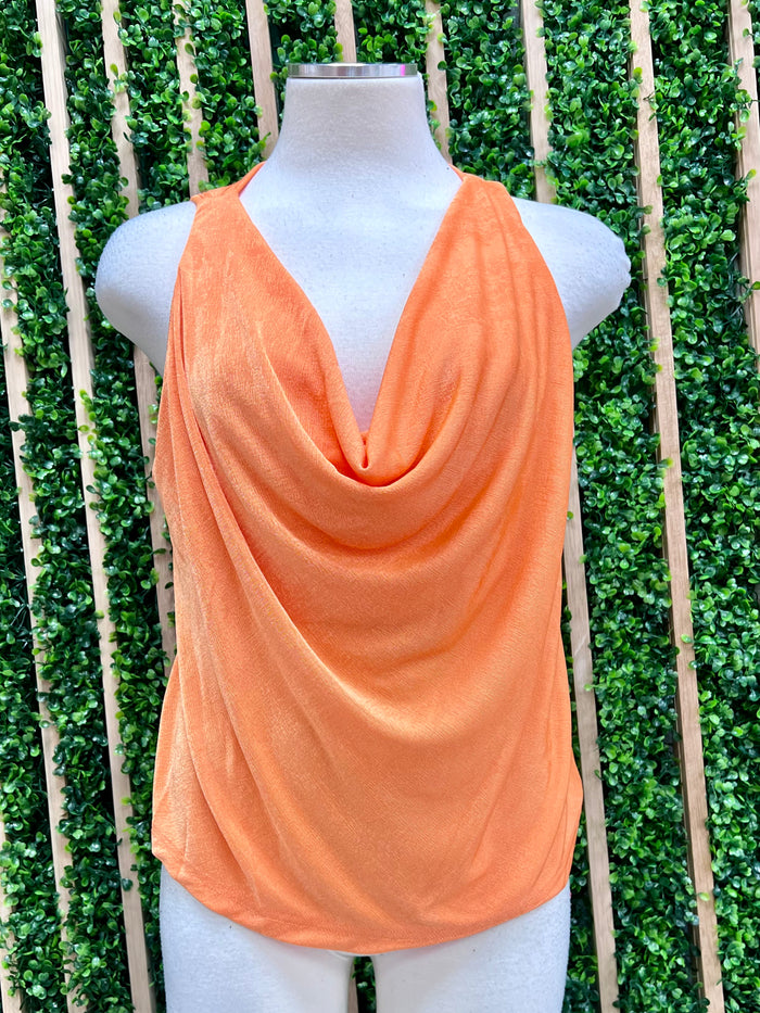 Draped Cowl Neck Sleeveless Top
