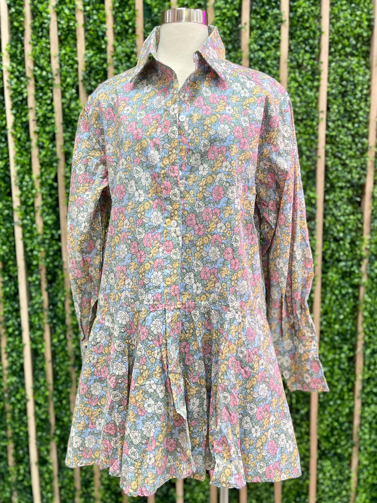 Customized Floral Fabric Drop Waist Dress