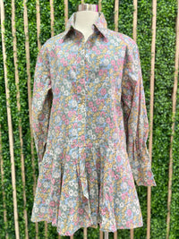 Customized Floral Fabric Drop Waist Dress