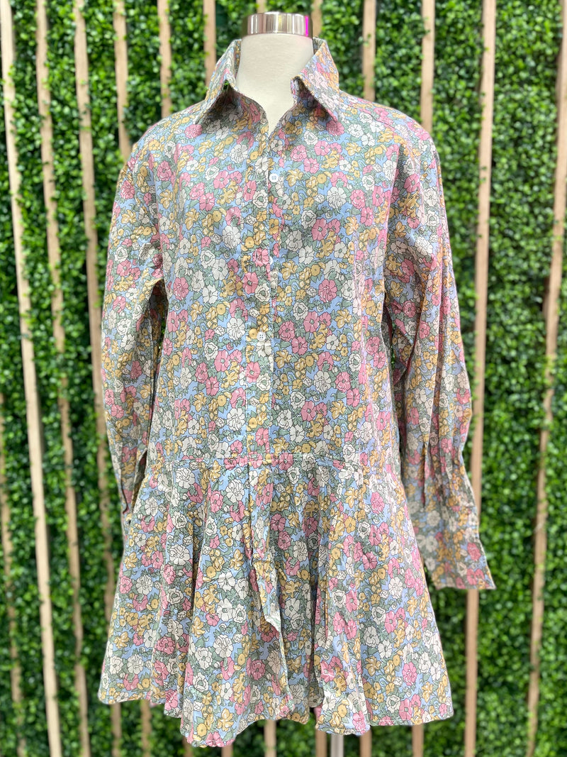 Customized Floral Fabric Drop Waist Dress