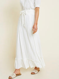 White Embroidered Midi Skirt