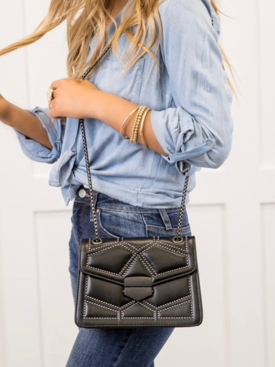 Black Studded Crossbody