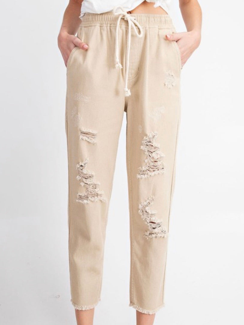 Distressed Cropped Pants