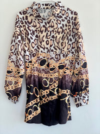 Animal Print Chain Blouse Dress