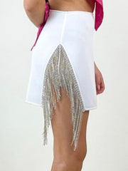 Delicate Rhinestone Fringe Short Skirt