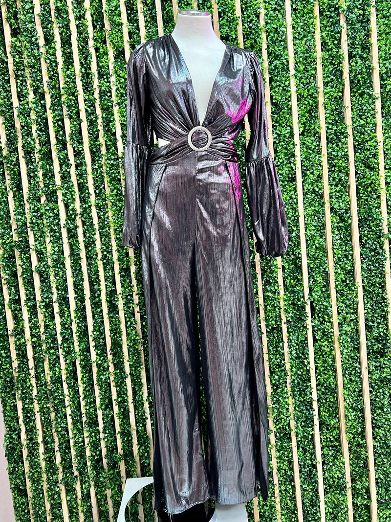 Elegant Metallic Cutout Jumpsuit