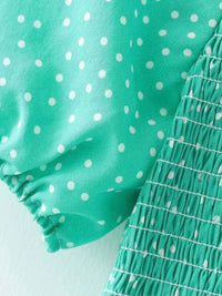 Green Dots Smocked Midi Dress