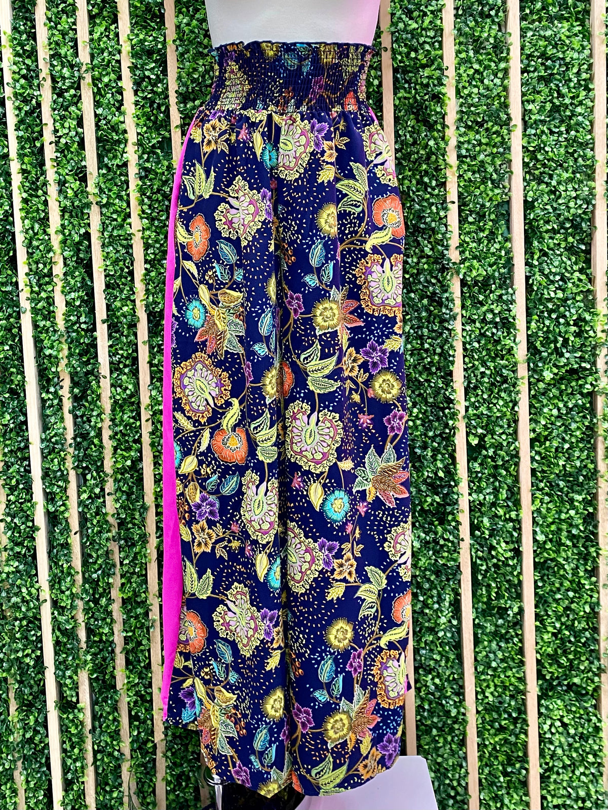 Navy Fuchsia Paisley Wide Leg Pant