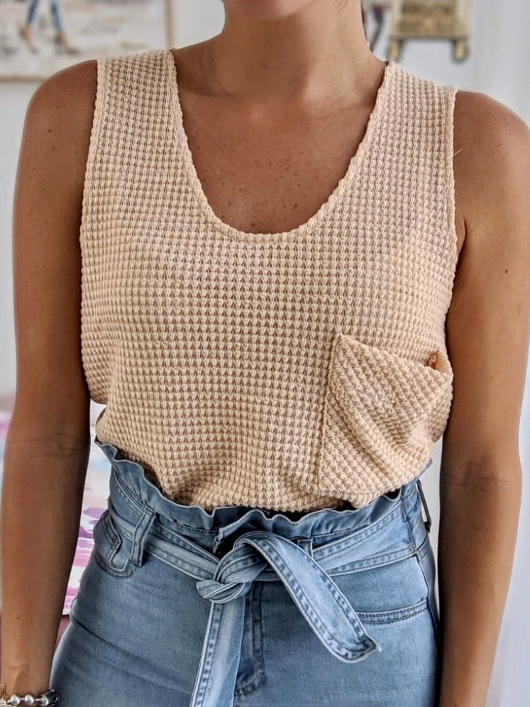 Sleeveless Waffle Top