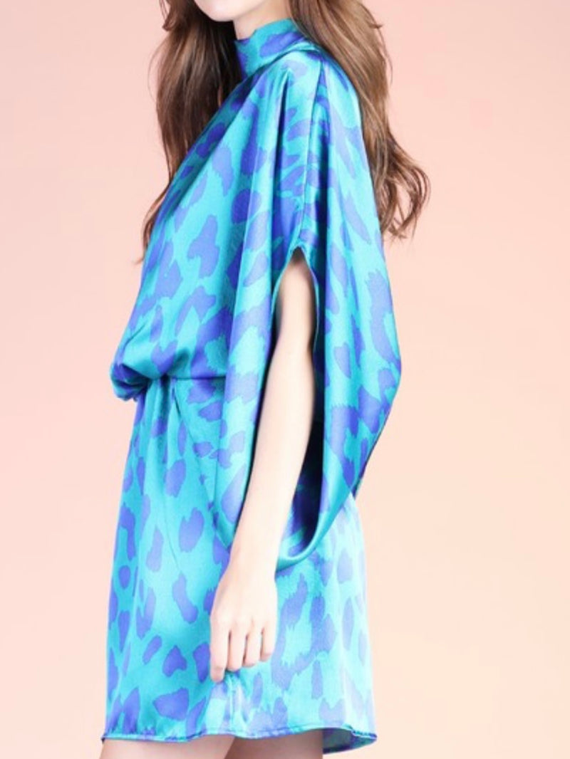Blue Leopard Short Dress