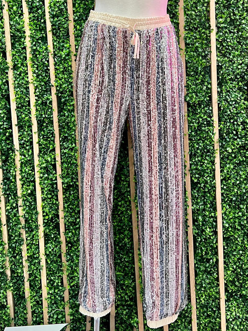 Multi Stripe Sequin Jogger