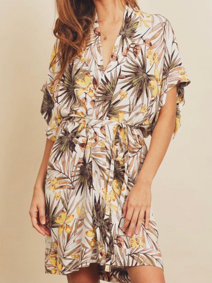 Tropical Kimono Short Dress