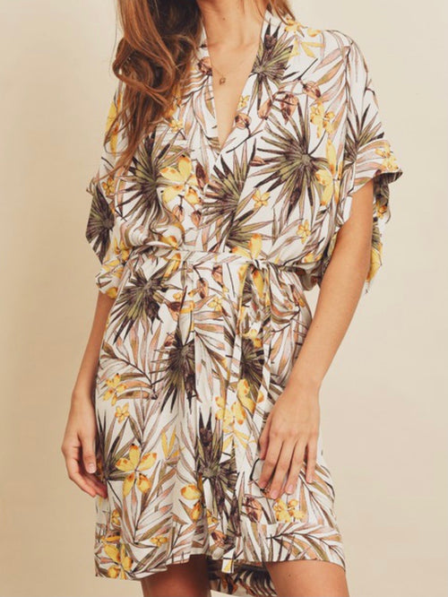 Tropical Kimono Short Dress