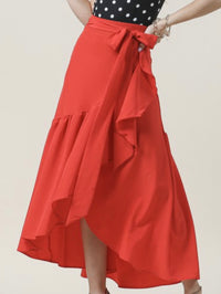 Solid Wrap Ruffle Skirt