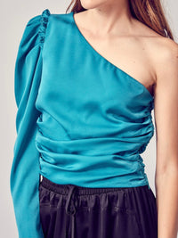One Shoulder Ruched Blouse