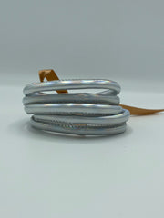 Silver Fabric Bracelet Set
