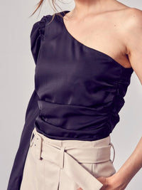 One Shoulder Ruched Blouse