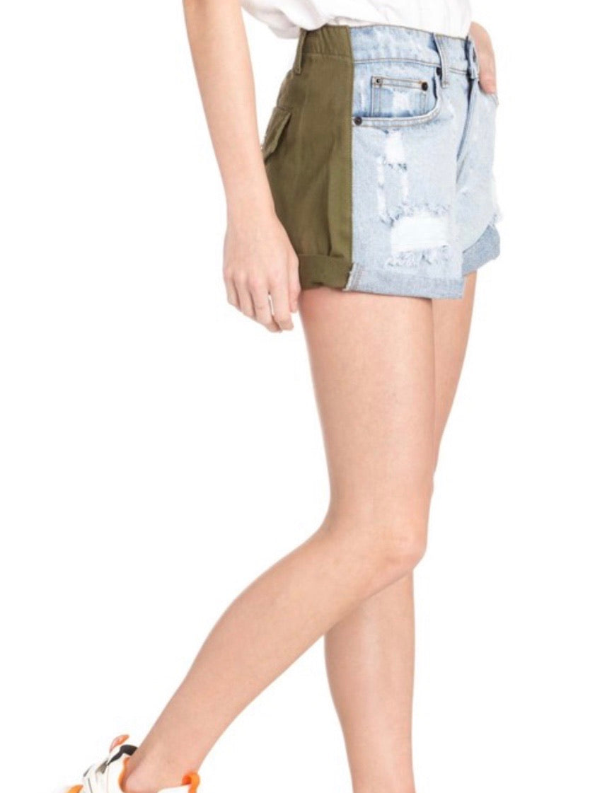 Two tone Denim Shorts