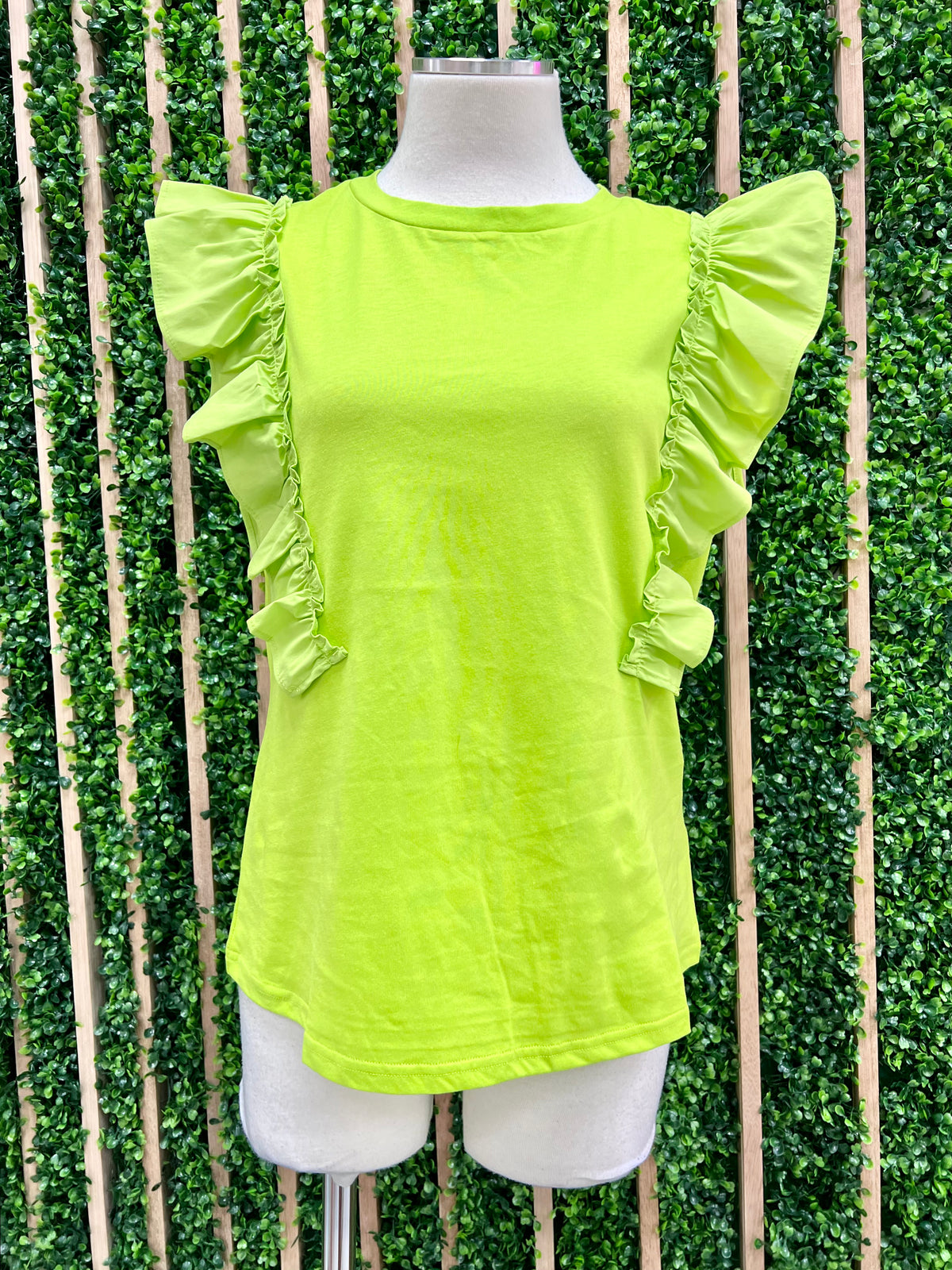 Lime Ruffled Knit Top