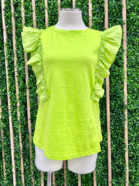 Lime Ruffled Knit Top