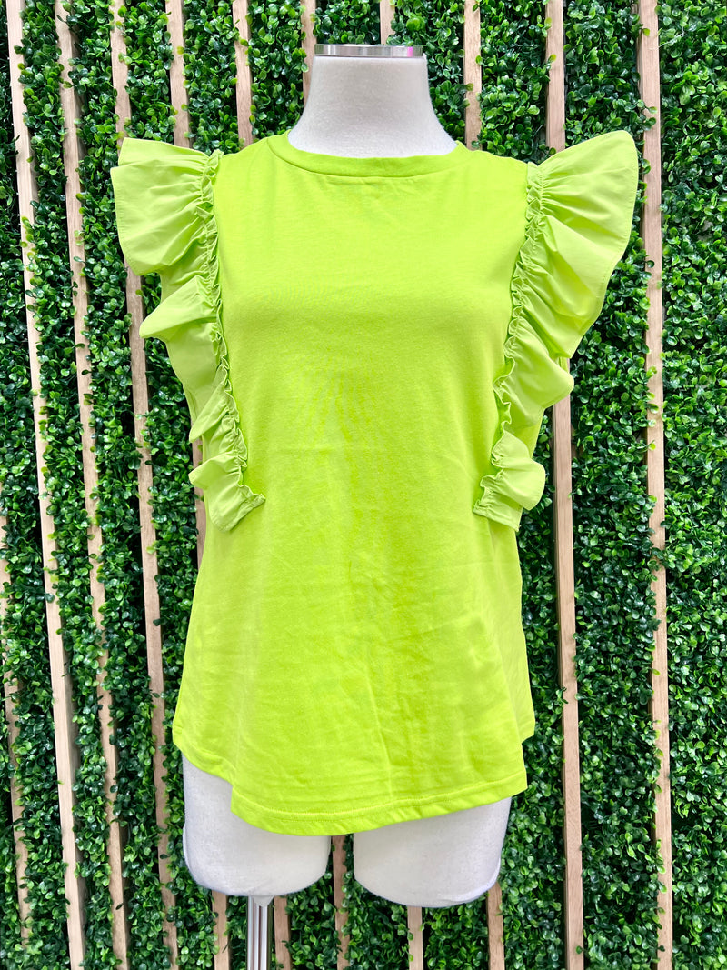 Lime Ruffled Knit Top