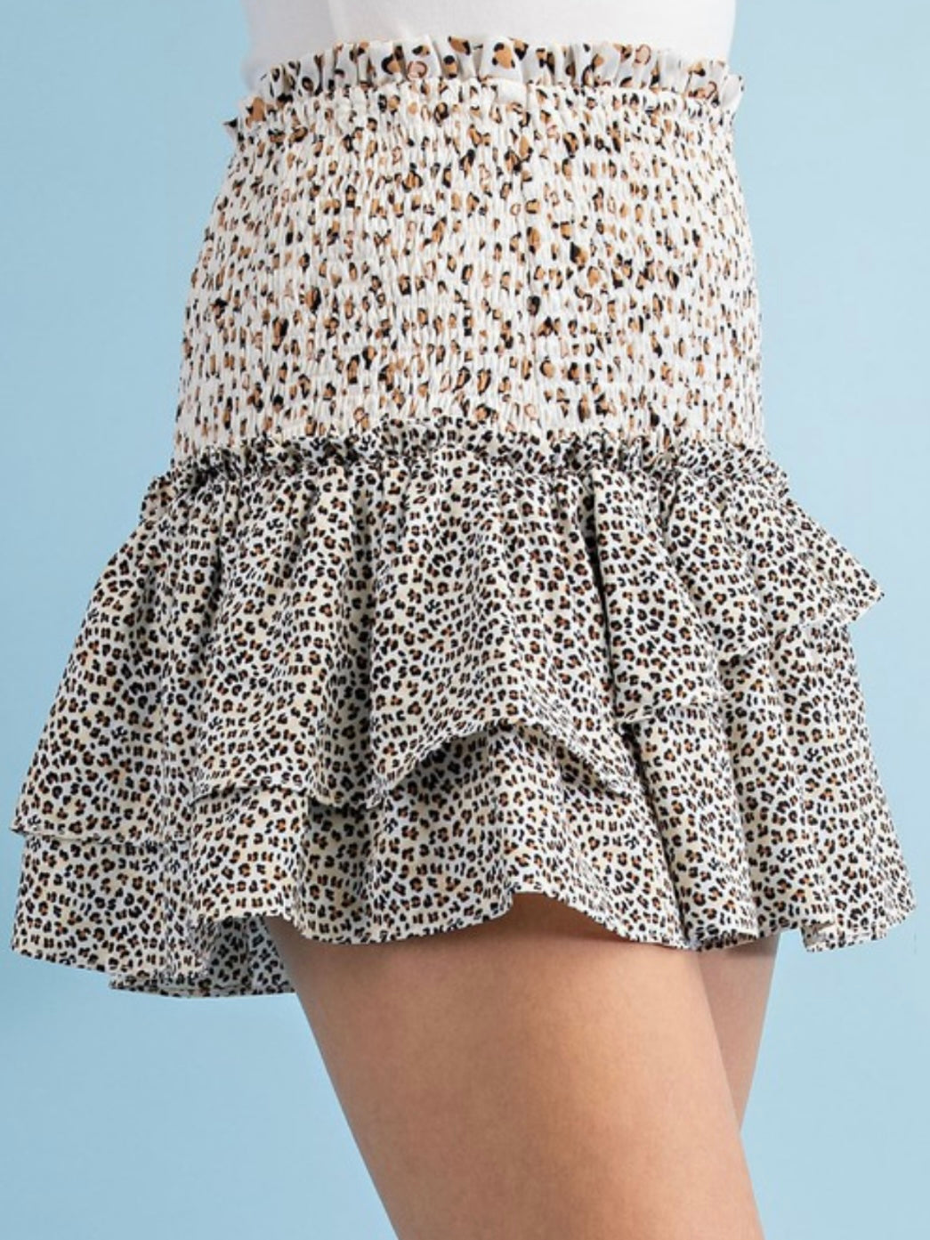 Animal Print Color Block Skort