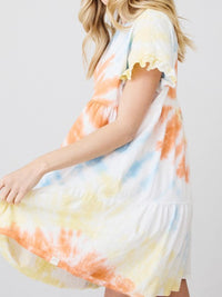 Tie Dye Ruffled Tunic Dress