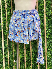Blue Floral Wrap Skirt