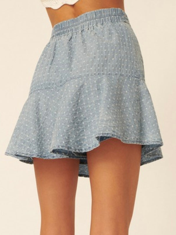 Denim Swiss Dot Skort