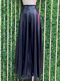 Black Faux Leather Wide Leg Palazzo