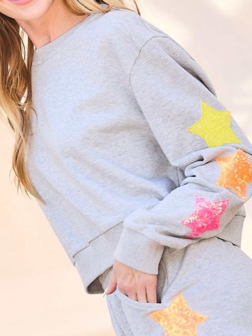 Side Sequin Star Short Pant Set