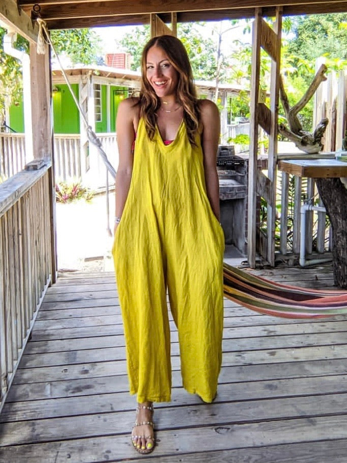 Linen Halter Loose Fit Jumpsuit