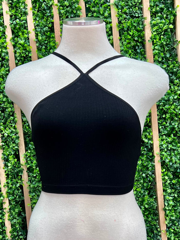 Halter Neck Cropped Basic Top