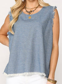 Frayed Hem Sleeveless Top