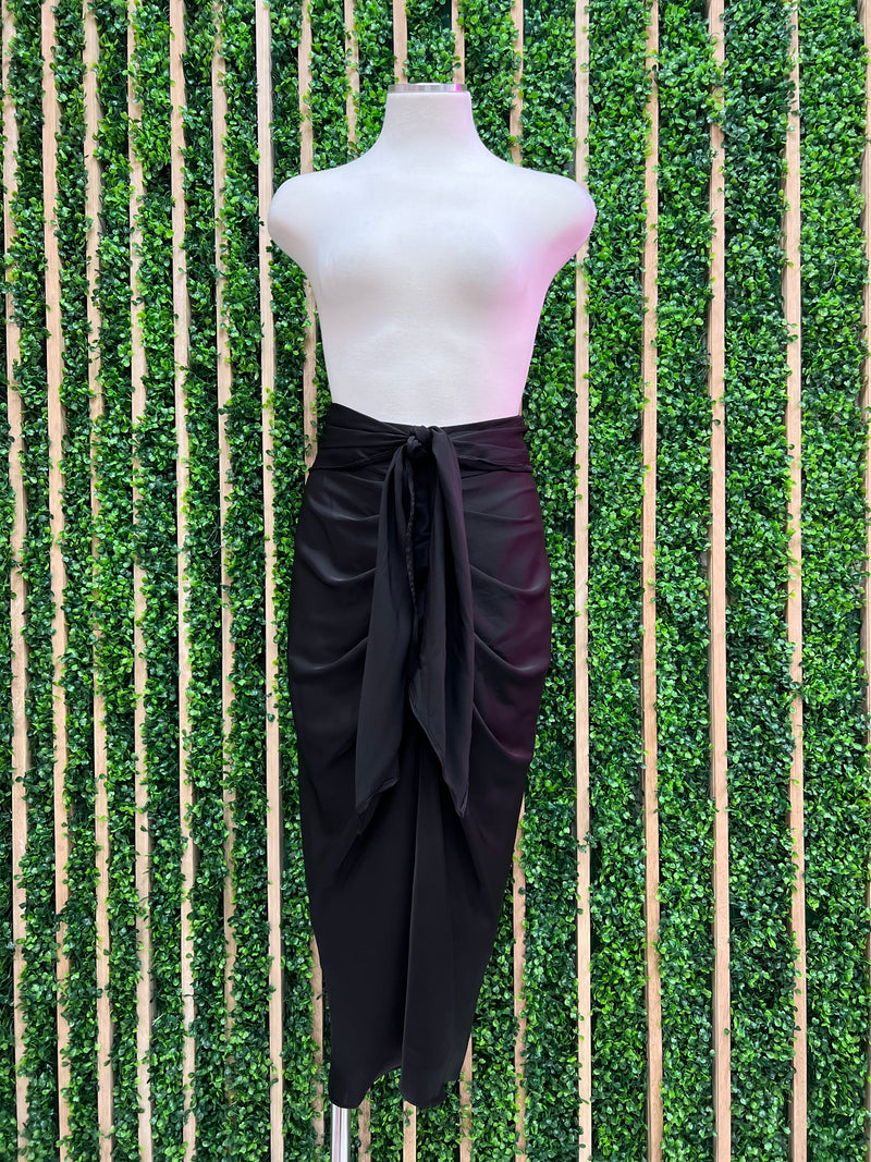 Elegant Front Tie Midi Skirt
