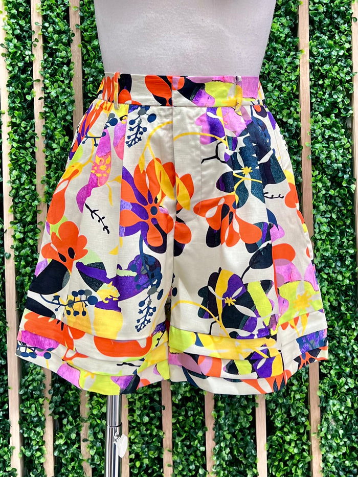 Delicate Lime Orange Floral Short