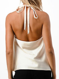 Satin Cowl Neck Halter Top