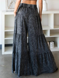 Acid Wash Tiered Wide Leg Pant