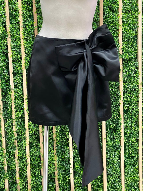 Black Bow Detail Short Skirt