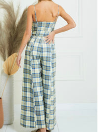 Plaid Strapless Bustier Jumpsuit