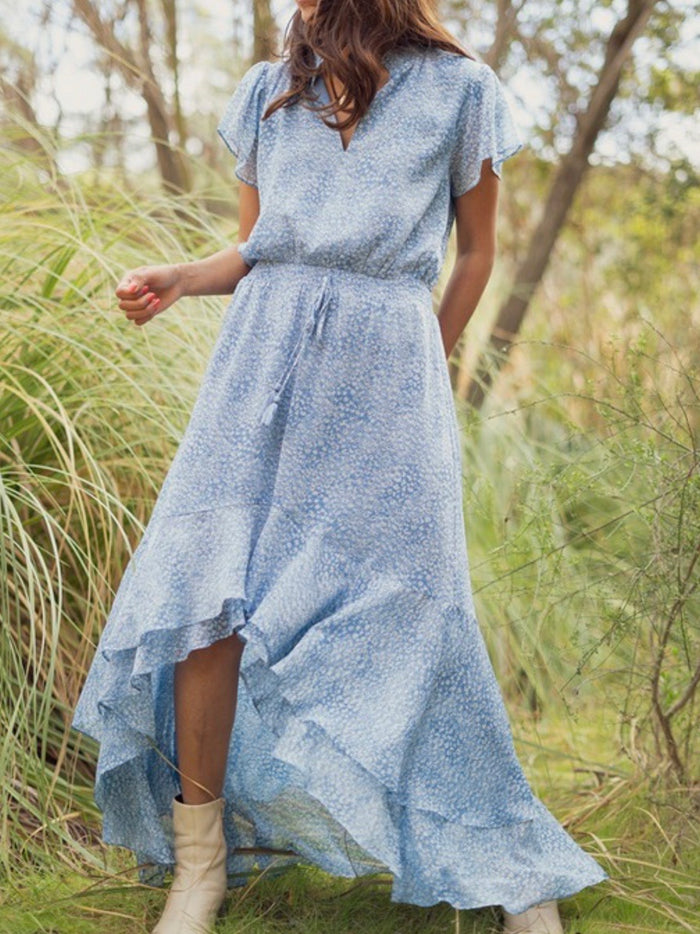 Blue Hi Low Boho Dress