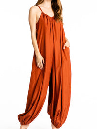 Rust Tie Strap Jumpsuit