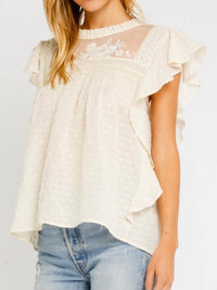 Dot Fabric Angel Sleeve Top