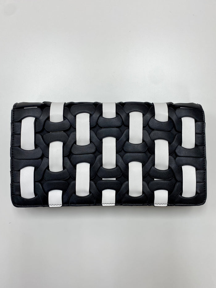 Black and White Interlocked Clutch