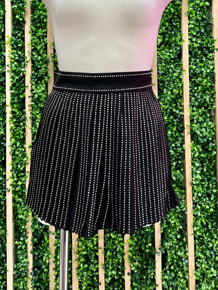 Rhinestone Pleated Skort