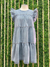 Angel Sleeve Denim Dress