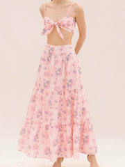 Tie Dye Floral Maxi Skirt