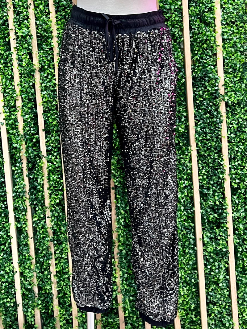 Charcoal Black Sequin Jogger